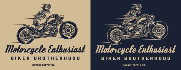 Poster - Vintage motorcycle club monochrome print