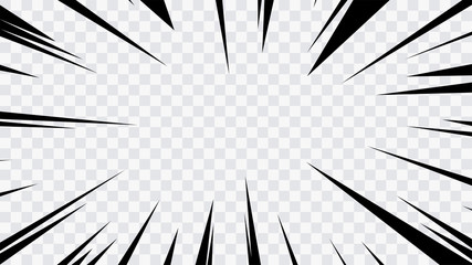 Wall Mural - abstract comic book flash explosion radial lines on transparent background. vector illustration supe