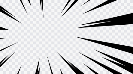 Wall Mural - abstract comic book flash explosion radial lines on transparent background. vector illustration supe