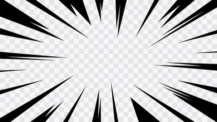 Wall Mural - abstract comic book flash explosion radial lines on transparent background. vector illustration supe