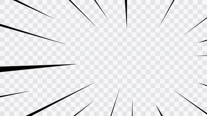 Wall Mural - abstract comic book flash explosion radial lines on transparent background. vector illustration supe