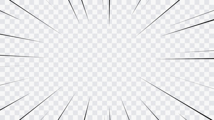 Wall Mural - abstract comic book flash explosion radial lines on transparent background. vector illustration supe