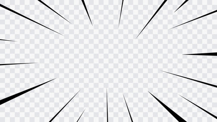 Wall Mural - abstract comic book flash explosion radial lines on transparent background. vector illustration supe