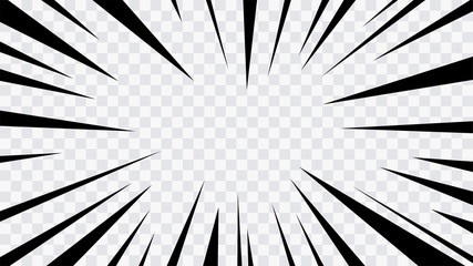 Wall Mural - abstract comic book flash explosion radial lines on transparent background. vector illustration supe