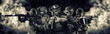© andy_gin - Portrait of five military men. A group of soldiers on a background of smoke. The concept of military operations, special operations, paintball.