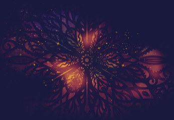 Wall Mural - abstract ancient geometric with star field and colorful galaxy background, watercolor digital art pa
