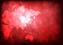 Vector : World Map With Red Virus Background