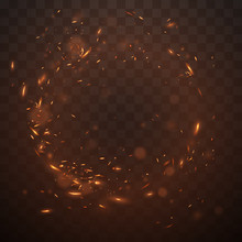 Circle Fire Sparks On Transparent Background
