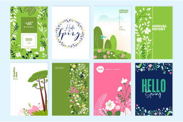 Wall Mural - set of brochure designs on the subject of nature, spring, beauty, fashion, natural and organic produ