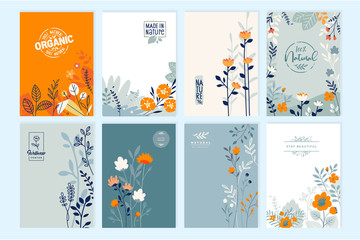 set of brochure designs on the subject of nature, spring, beauty, fashion, natural and organic produ