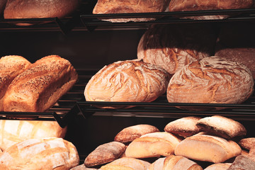 Poster - Fresh breads on the shelf in the bakery