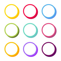Poster - Set of 3D circles colored web buttons. Design Templates. Vector