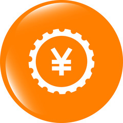 Poster - gear (cog) web icon on cloud with yen money sign