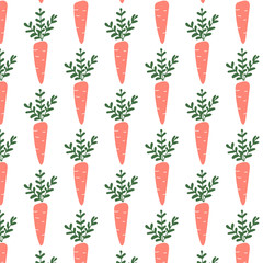 Cute hand drawn seamless pattern - Carrot - vector