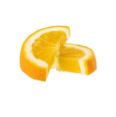 Isolated peeled citrus slices. T isolated on white with clipping put