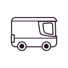 Sticker - fast delivery concept, delivery van icon, line style