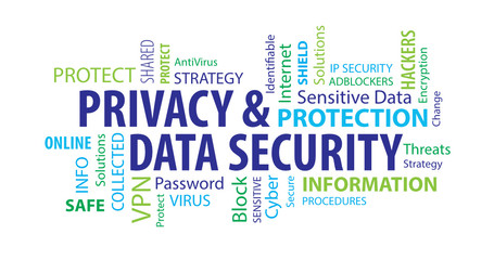 Privacy and Data Security on a White Background
