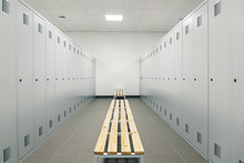 White Lockers In A Changing Room