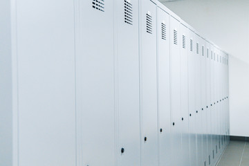 White lockers in a changing room