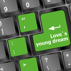 Poster - love s young dream on key or keyboard showing internet dating concept