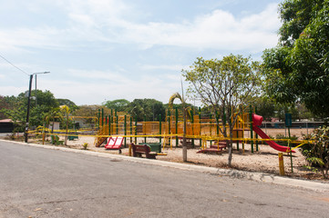 Playground Closed with Police Tape in Costa Rica during Covid-19