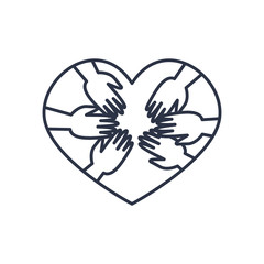 Wall Mural - charity donations concept,heart with solidarity hands icon, line style