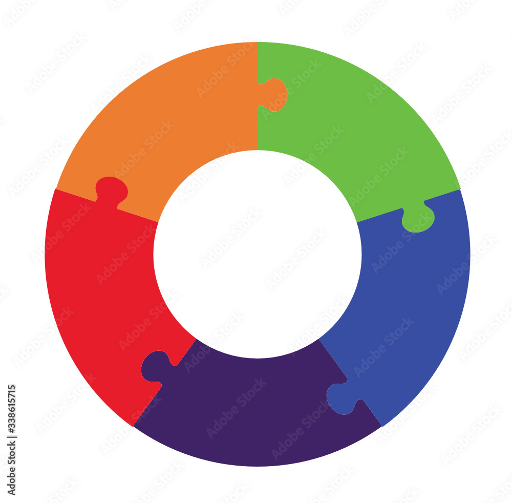 Five Part Shape Five Part Circle Puzzle Stock Vector | Adobe Stock