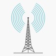 telecommunications signal transmitter. Vector illustration icon of a radio tower silhouette. Telecommunications and broadcasting industry concept icon.