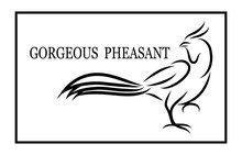 Line Art Vector Logo Of Pheasant That Is Walking.