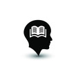 © ahmad - Head with open book vector icon isolated on white background. Vector illustration. EPS 10.
