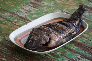 Freshly grilled Tilapia. Fresh from Lake Sebu, South Cotabato, Philippines. Selective Focus.