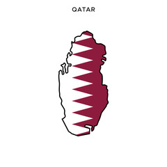 Wall Mural - Map and Flag of Qatar Vector Design Template with Editable Stroke