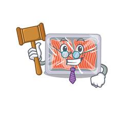 Sticker - A humble judge of frozen salmon cartoon character design wearing glasses