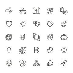 Canvas Print - Set of idea related vector line icons.