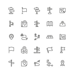 Sticker - Simple set of places icons in trendy line style.