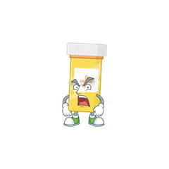 Poster - Medicine bottle cartoon character design with mad face