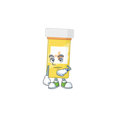 Canvas Print - Medicine bottle with waiting gesture cartoon mascot design concept