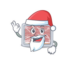 Sticker - Frozen smoked bacon Santa cartoon character with cute ok finger