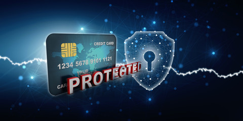 Poster - 3d rendering  credit or debit card 
