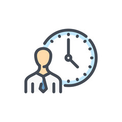 Poster - Time Management color line icon. Working Hours vector outline colorful sign.