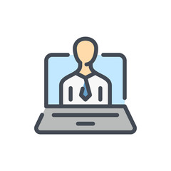 Fototapete - Video Conference color line icon. Online Training and Interview vector outline colorful sign.