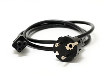 Power cable on white background