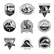Vector set of Mountain illustration, Outdoor Adventure, Vector Graphic and Nature exploration vintage logos emblems