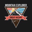 Mountain Explorer, Great Nature illustration, outdoor adventure . Vector Graphic