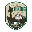 Winter Hiking, Logo Vector Hiker or Climber illustration