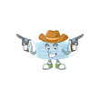 A cowboy cartoon character of surgery mask holding guns