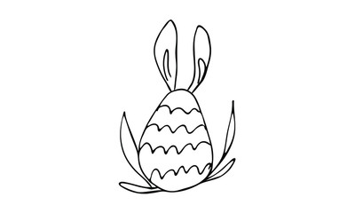 Wall Mural - cute Easter Bunny hiding behind a chocolate egg. ears stick out. print on clothing