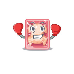 Poster - A sporty boxing athlete mascot design of frozen chicken with red boxing gloves