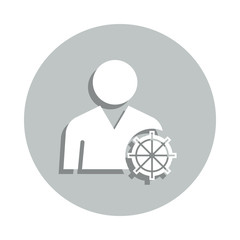 Poster - worker, steering wheel, self-regulation badge icon. Simple glyph, flat vector of Business icons for ui and ux, website or mobile application