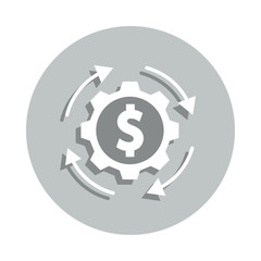Poster - gear, arrow, dollar, finance management badge icon. Simple glyph, flat vector of Business icons for ui and ux, website or mobile application